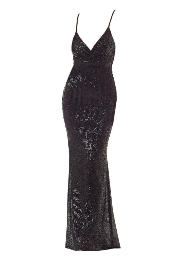 ELEGANT FORMALBSEQUINS NECK DRESS - Swain couture