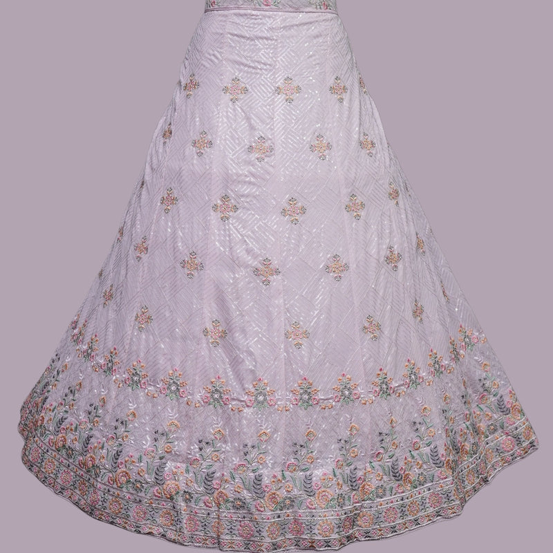 Elegant Light Pink Embroided Lehenga - Swain couture