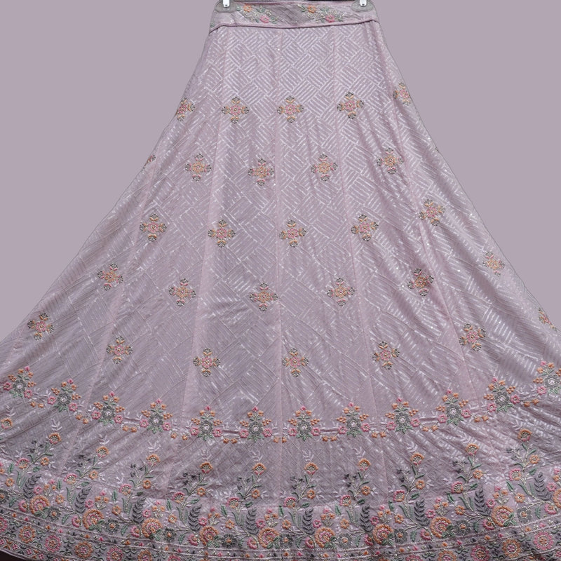 Elegant Light Pink Embroided Lehenga - Swain couture