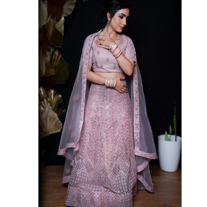 Elegant zari embroided Lehenga - Swain couture