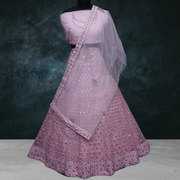 Pink Embroided Lehenga - Swain couture