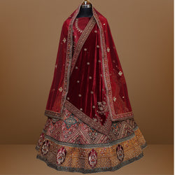 Royal Rajwadi Bridal Lehenga Choli With Double Dupatta - Swain couture