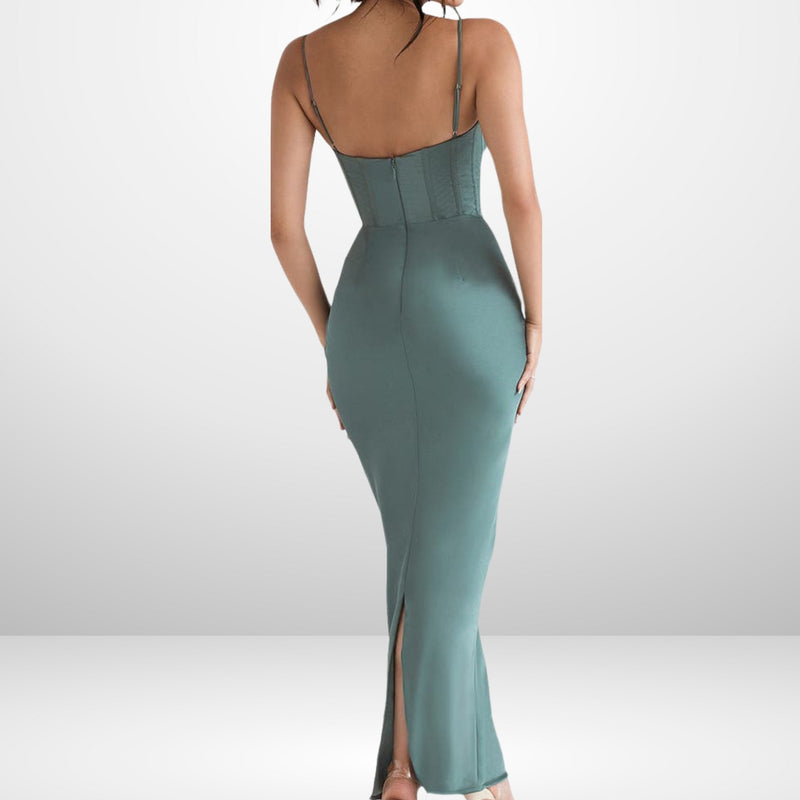 SATIN CORSET MAXI DRESS - Swain couture