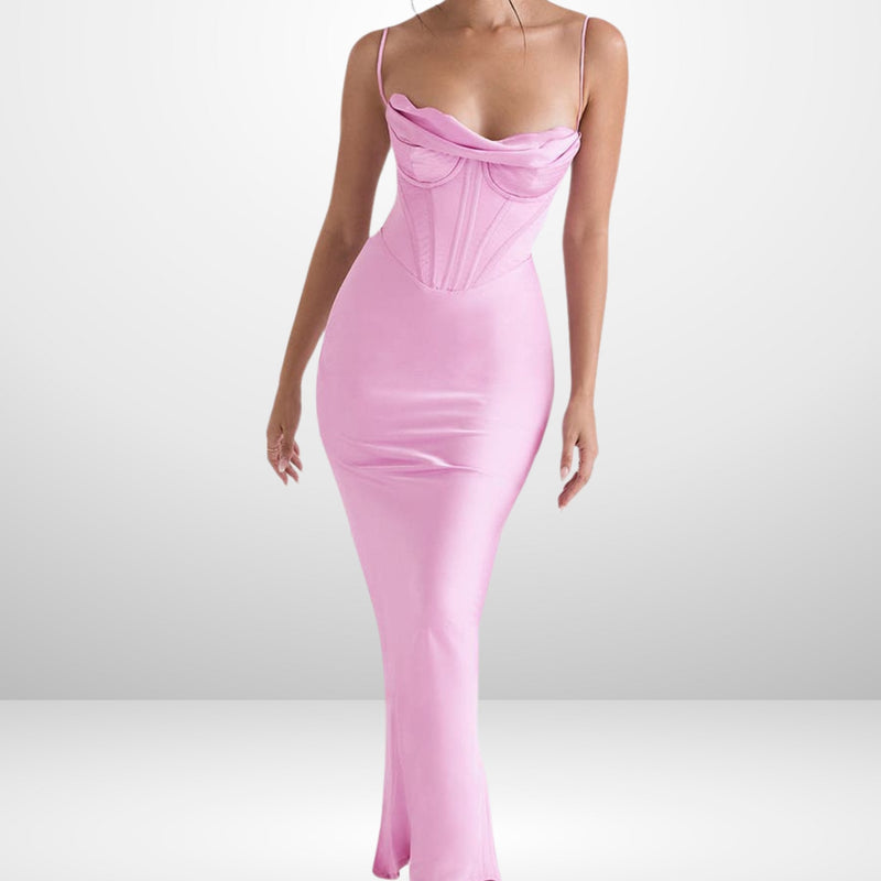 SATIN CORSET MAXI DRESS - Swain couture