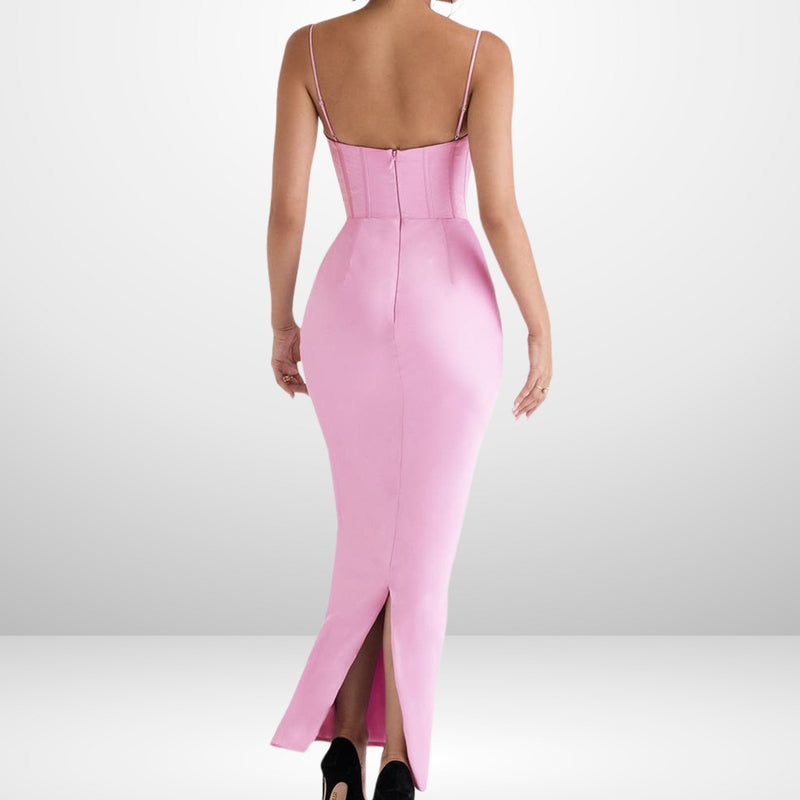 SATIN CORSET MAXI DRESS - Swain couture