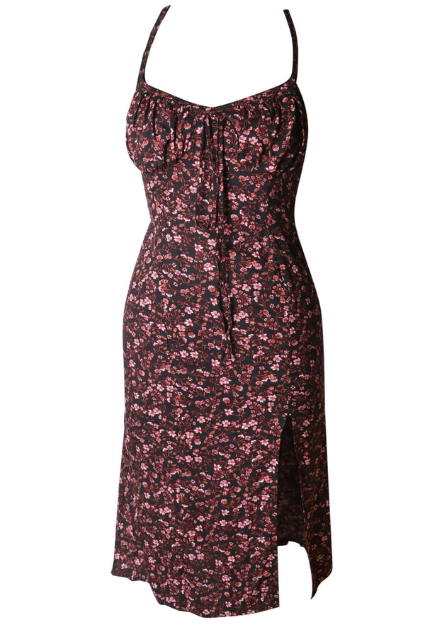 SLIM SLING FLORAL SPLIT DRESS - Swain couture