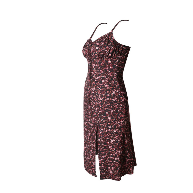 SLIM SLING FLORAL SPLIT DRESS - Swain couture