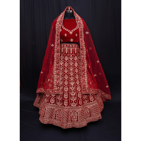 Velvet Bridal Lehenga Choli - Swain couture