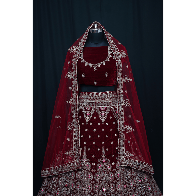 Velvet Bridal Lehenga Choli - Swain couture