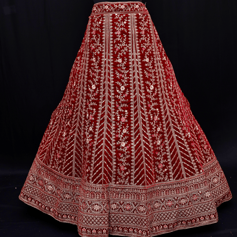 Velvet Bridal Lehenga Choli - Swain couture