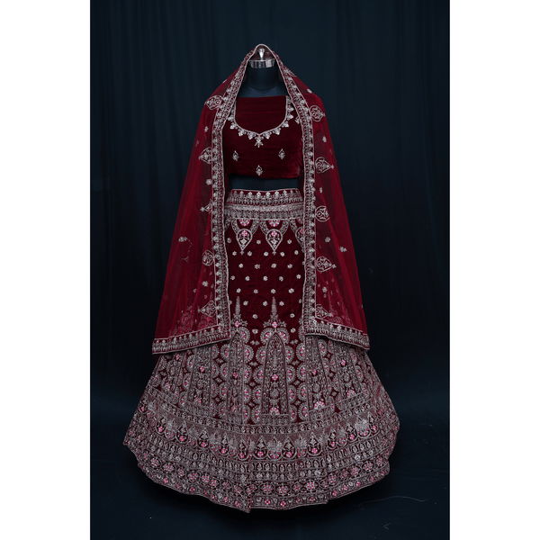 Velvet Bridal Lehenga Choli - Swain couture