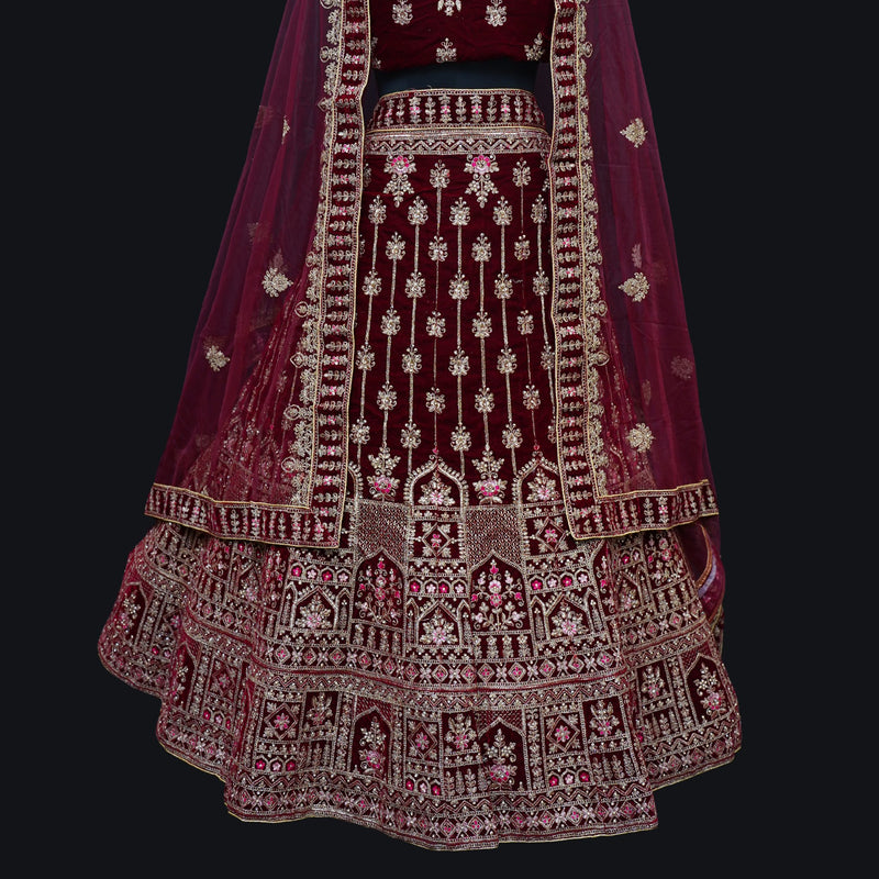 Velvet Bridal Lehenga Choli - Swain couture