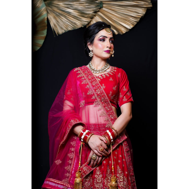 Velvet Bridal Lehenga Choli - Swain couture