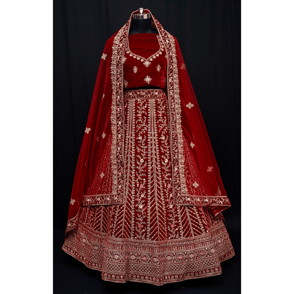 Velvet Bridal Lehenga Choli - Swain couture