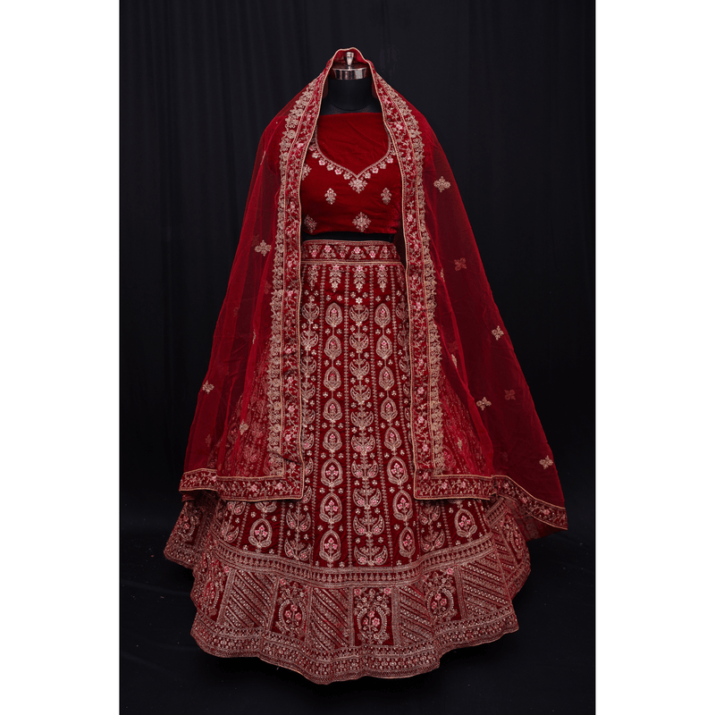 Velvet Bridal Lehenga Choli - Swain couture