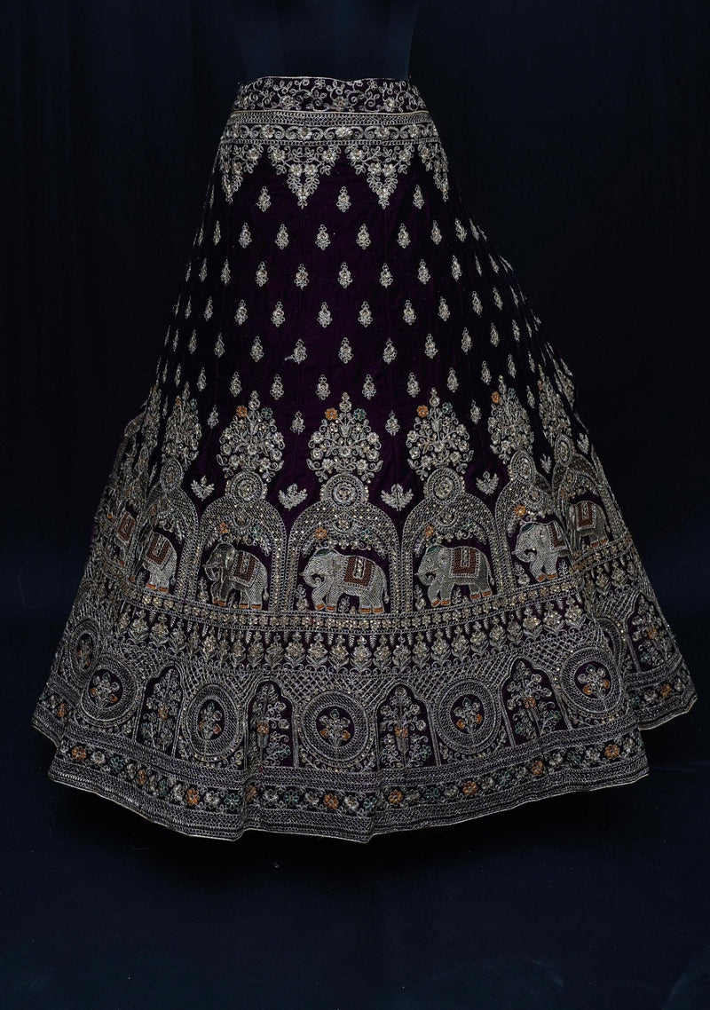 Velvet Bridal Lehenga Choli - Swain couture