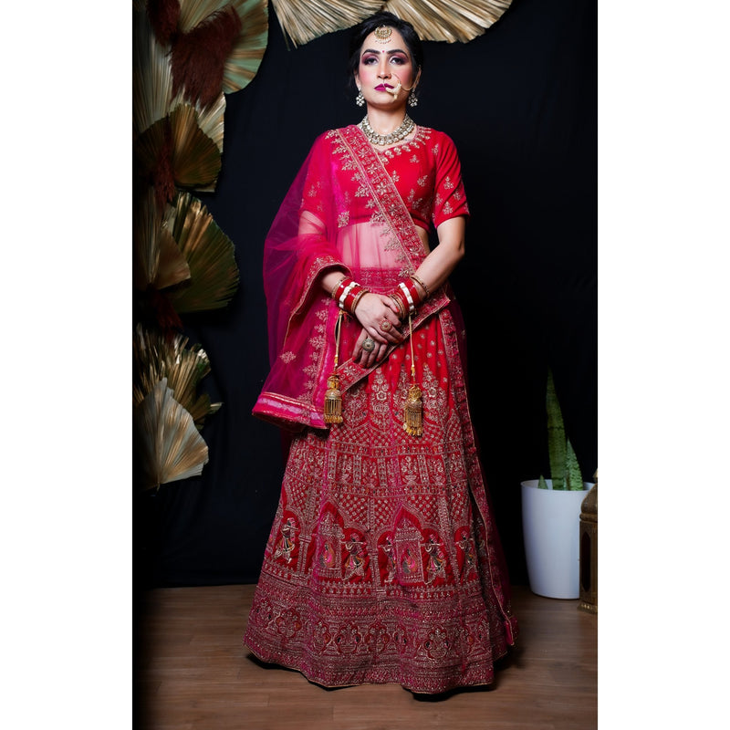 Velvet Bridal Lehenga Choli - Swain couture