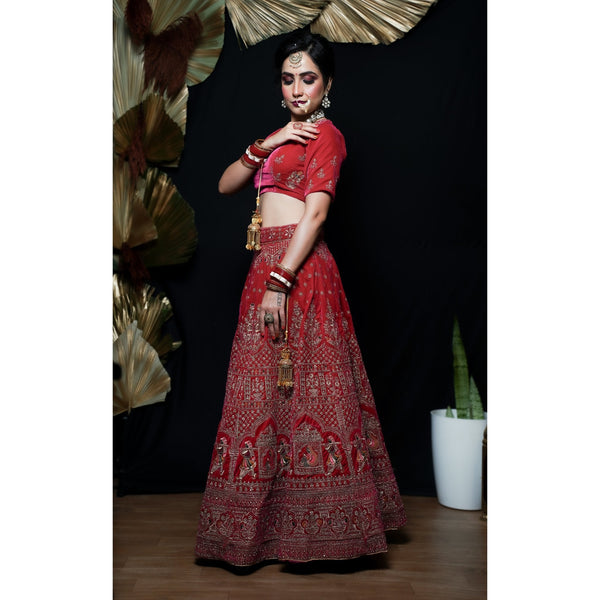 Velvet Bridal Lehenga Choli - Swain couture