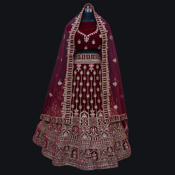 Velvet Bridal Lehenga Choli - Swain couture