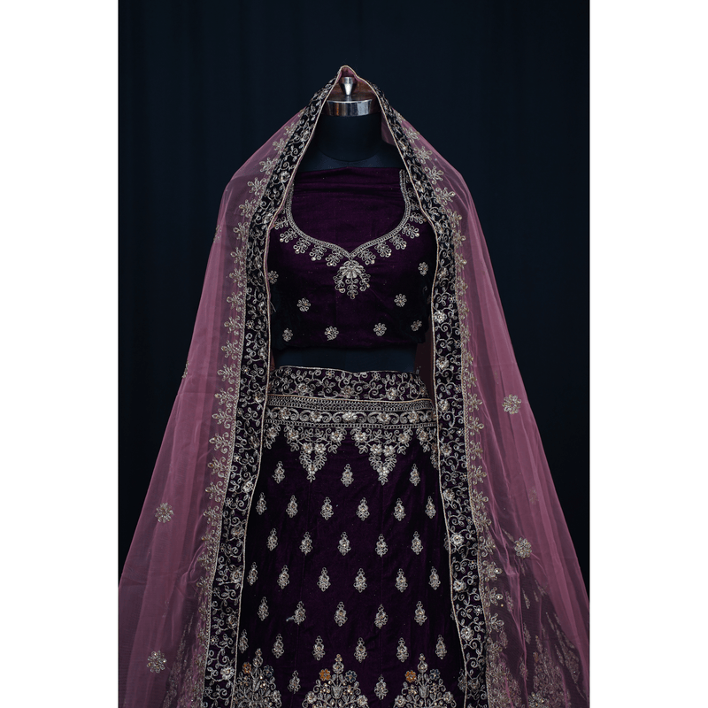 Velvet Bridal Lehenga Choli Success - Swain couture