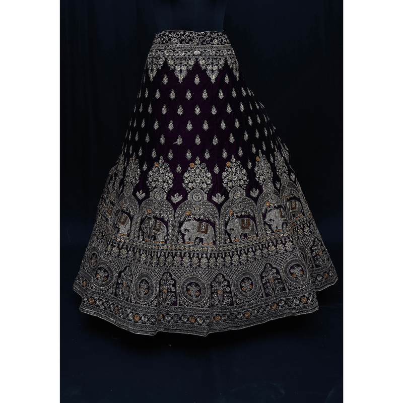 Velvet Bridal Lehenga Choli Success - Swain couture