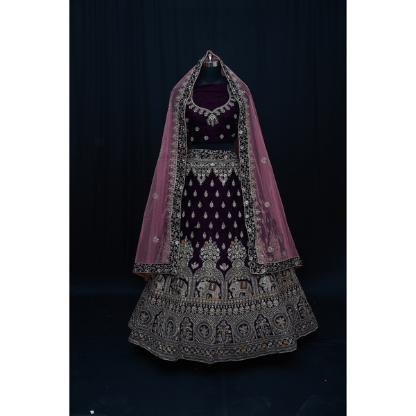 Velvet Bridal Lehenga Choli Success - Swain couture