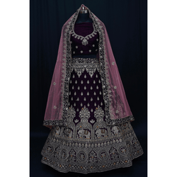 Velvet Bridal Lehenga Choli Success - Swain couture